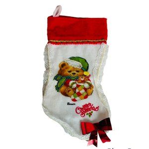 Vintage Critter Sitters Christmas Stocking '80s Felt Santa Bear by Banner 15"